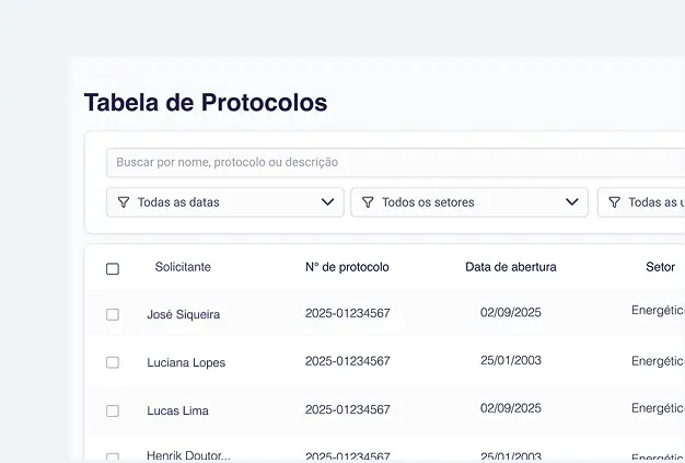 Histórico de protocolos